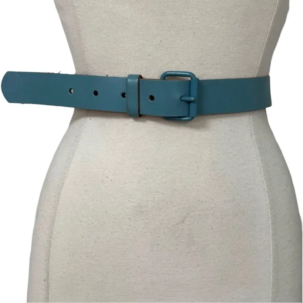 Vintage Baby Blue Made in Italy Genuine Leather Belt